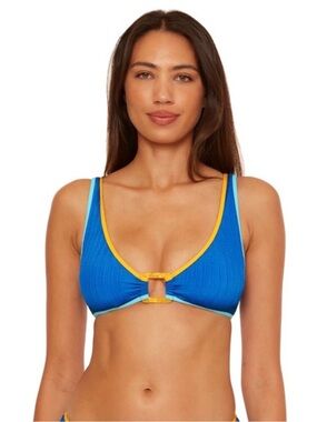 BECCA Bold colorblocking crinkled crush texture. Multi-Way Wear Bikini Top